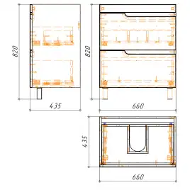 Тумба с раковиной Azario KANTRI 70/2Н CS00097252, напольная с раковиной Фостер 70, белая