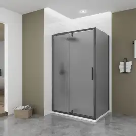 Душевой угол Veconi Ottimo P20SP B, 1100х1000х1900 черный матовый, стекло тонированное матовое