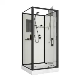 Душевая кабина Niagara Standart 90х90 ST90/15Q/BL/BK низкий поддон, черный профиль, без крыши