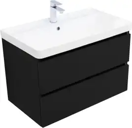 Тумба под раковину Aquanet Вега 2.0 80 черный, подвесная, 337955