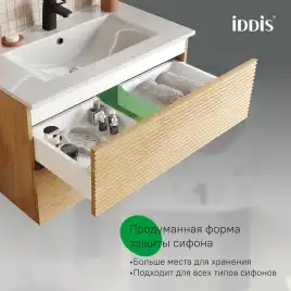 Тумба с раковиной IDDIS Bild 80, подвесная, Дуб светлый, BIL80V0i95K