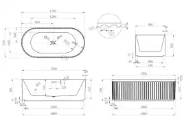 Акриловая ванна Abber 170х80 AB9410-1.7, отдельностоящая, Белая глянцевая