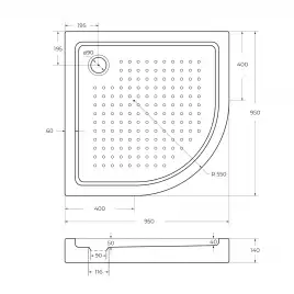 Душевой поддон Cezares TRAY-A 95х95 акриловый TRAY-A-R-95-550-15-W Белый