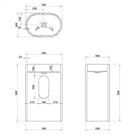 Раковина напольная ABBER STEIN 58х38х90 AS2551-H, овальная, белая матовая