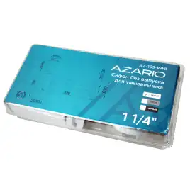 Сифон для раковины AZARIO AZ-109-WHI G 1 1/4, без выпуска, квадрат, латунь, белый