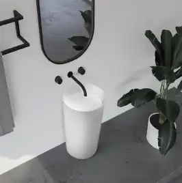 Раковина напольная ABBER STEIN 45х45х85 AS2506, круглая, белая матовая