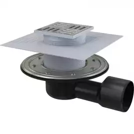 Душевой трап AlcaPlast 105х105/50/75, подводка – боковая, решетка – нержавеющая сталь APV3344