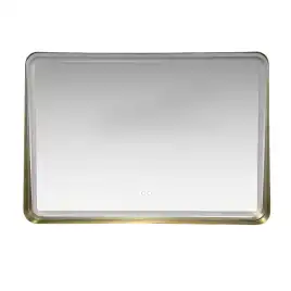 Зеркало Azario Энтони 100х70 АZ-LED012925 с подсветкой и диммером, подогрев, золото матовое