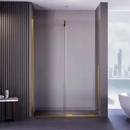 Душевая дверь Veconi Premium Trento PTDW-50G 100 см, PTDW-50G-100-01-C4, профиль Брашированное золото, стекло Прозрачное