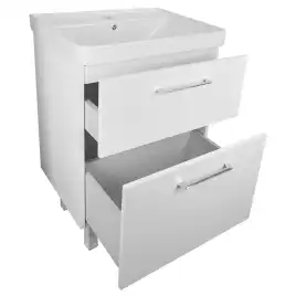 Тумба с раковиной Azario Ника 60 CS00082788, напольная, Белая глянцевая