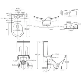 Унитаз-компакт Azario VISE AZ-1343BT напольный, безободковый, в комплекте с бачком и сиденьем микролифт, Белый глянцевый