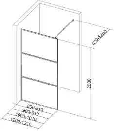 Душевая перегородка Aquanet 90x200 SW-900GRT профиль графит, прозрачное стекло