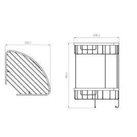 Полка угловая AVS Cesta, 20х20 см, хром, двухъярусная, с крючками