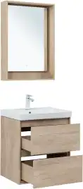 Тумба под раковину Aquanet Милан 60 дуб светлый, подвесная, 336382