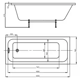 Акриловая ванна AZARIO BELLA 120х70 AV.0020120, прямоугольная
