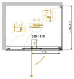 Душевой уголок CEZARES VARIANTE-AH-1-100/110-100-C-Cr стекло Прозрачное, профиль Хром
