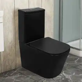 Унитаз-компакт Azario Black King AZ-8303-D напольный, безободковый, в комплекте с бачком и сиденьем микролифт, Черный матовый