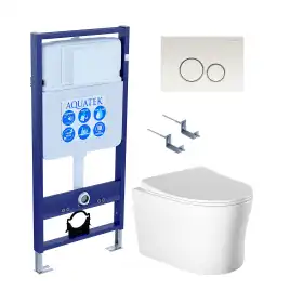 Унитаз с инсталляцией Aquatek Ника SET AQUATEK НИКА-016 4в1 с сиденьем Микролифт и клавишей смыва Хром