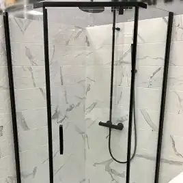 Душевой уголок AVS Трапеция 100x100 профиль черный матовый, стекло прозрачное, 803-0023-195-1010-BM-T