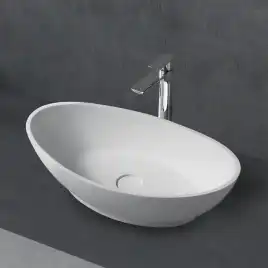 Раковина накладная ABBER STEIN 62х34,5х17,5 AS2610, овальная, белая матовая