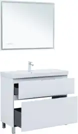 Тумба под раковину Aquanet Алвита New 100 напольная, белый матовый, 344135