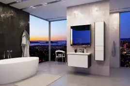 Зеркальный шкаф Roca Ronda 80 ZRU9302970 с подсветкой, Антрацит / Белый глянец