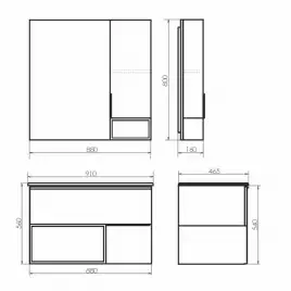 Зеркало-шкаф Comforty Франкфурт 90 Бетон светлый, 00-00006504