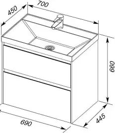 Тумба под раковину Aquanet Гласс 70 белый 206700
