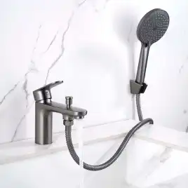 Смеситель на борт ванны Aquatek Ника AQ1844BGM, Оружейная сталь