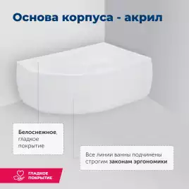Акриловая ванна Aquanet Capri 160х100 правая (205386), на каркасе, белая