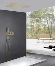 Душевая система ABBER Daheim AF8255G скрытого монтажа без излива, термостат, золото матовое