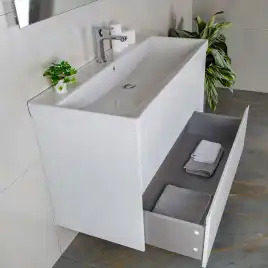 Тумба с раковиной AVS Вернисаж 100 белая глянцевая (раковина белая), подвесная 2 ящика, N814-01-1000WG-02-1010WG