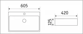 Раковина накладная CeramaLux 605х420х125 D1338 (8145), цвет Белый