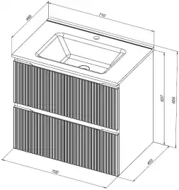 Тумба под раковину Aquanet Джейн (Flat) 70 мисти грин, подвесная, 335433