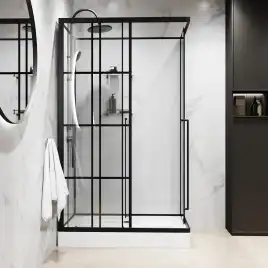 Душевая кабина Niagara Standart 120х80 ST120/80/15QL/KL/BKT низкий поддон, черный профиль, стекло прозрачное