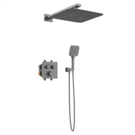 Встраиваемая душевая система AVS LUXURY 811-502-GM термостат, оружейная сталь