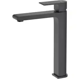 Смеситель для накладной раковины Aquatek Лира AQ1404MB, однорычажный, высокий, Черный матовый