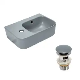 Рукомойник AVS Грэйс 37x25 R, серо-голубой матовый с донным клапаном
