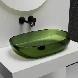 Раковина накладная ABBER KRISTALL 60х40х15,5 AT2805Emerald, овальная, зеленая