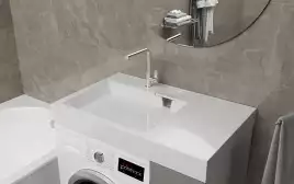 Раковина Azario Ritsa 80х50 над стиральной машиной, из литьевого мрамора, Белая, CS00093810