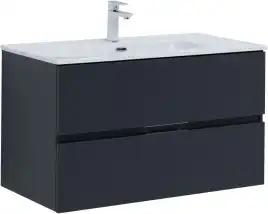 Тумба под раковину Aquanet Алвита New 90 2 ящика, антрацит 303919