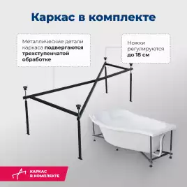 Акриловая ванна Aquanet Palma 170х100 левая (205737), на каркасе, белая