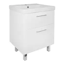 Тумба с раковиной Azario Ника 60 CS00091368, напольная, Белая глянцевая