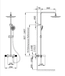 Душевая система  Vincea Desire VSFS-1D1TMB VSFS-1D1TMB термостатическая с изливом, черный матовый