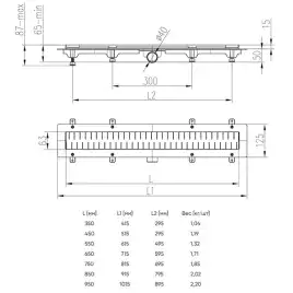 Душевой лоток Azario Medium 45 см AZ-CH 450 M с перфорированной решеткой, Хром матовый