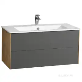 Тумба под раковину Aquaton Сохо 100 1A258201AJA00 подвесная цвет, дуб веллингтон / графит софт