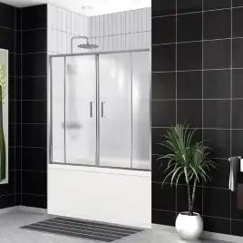 Душевая шторка на ванну BelBagno UNO-VF-2-170/145-P-Cr стекло рифленное матовое, профиль Хром