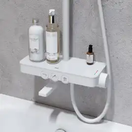 Душевая система IDDIS Shelfy SHEWTBTi06 для ванны с изливом цвет, Матовый белый