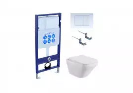 Унитаз с инсталляцией SET AQUATEK ЛИРА-009 4в1 с сиденьем микролифт и Белой клавишей смыва