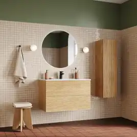 Тумба с раковиной IDDIS Bild 80, подвесная, Дуб светлый, BIL80V0i95K